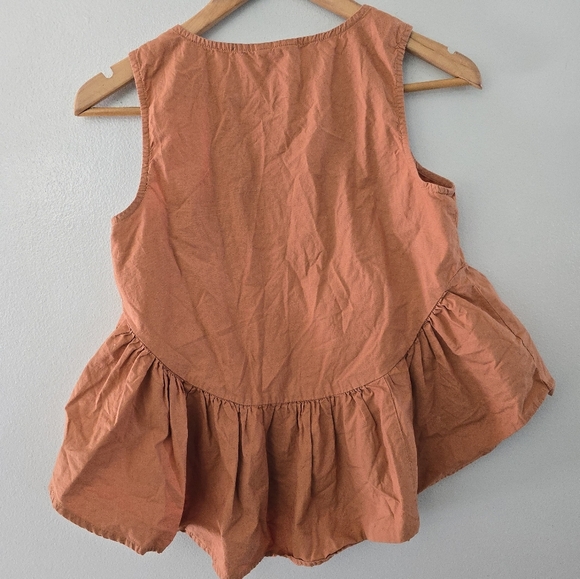 Anthropologie Vanessa Virginia Top Size 0 Orange Sienna Eyelet Peplum Boho Hippy - Picture 5 of 7